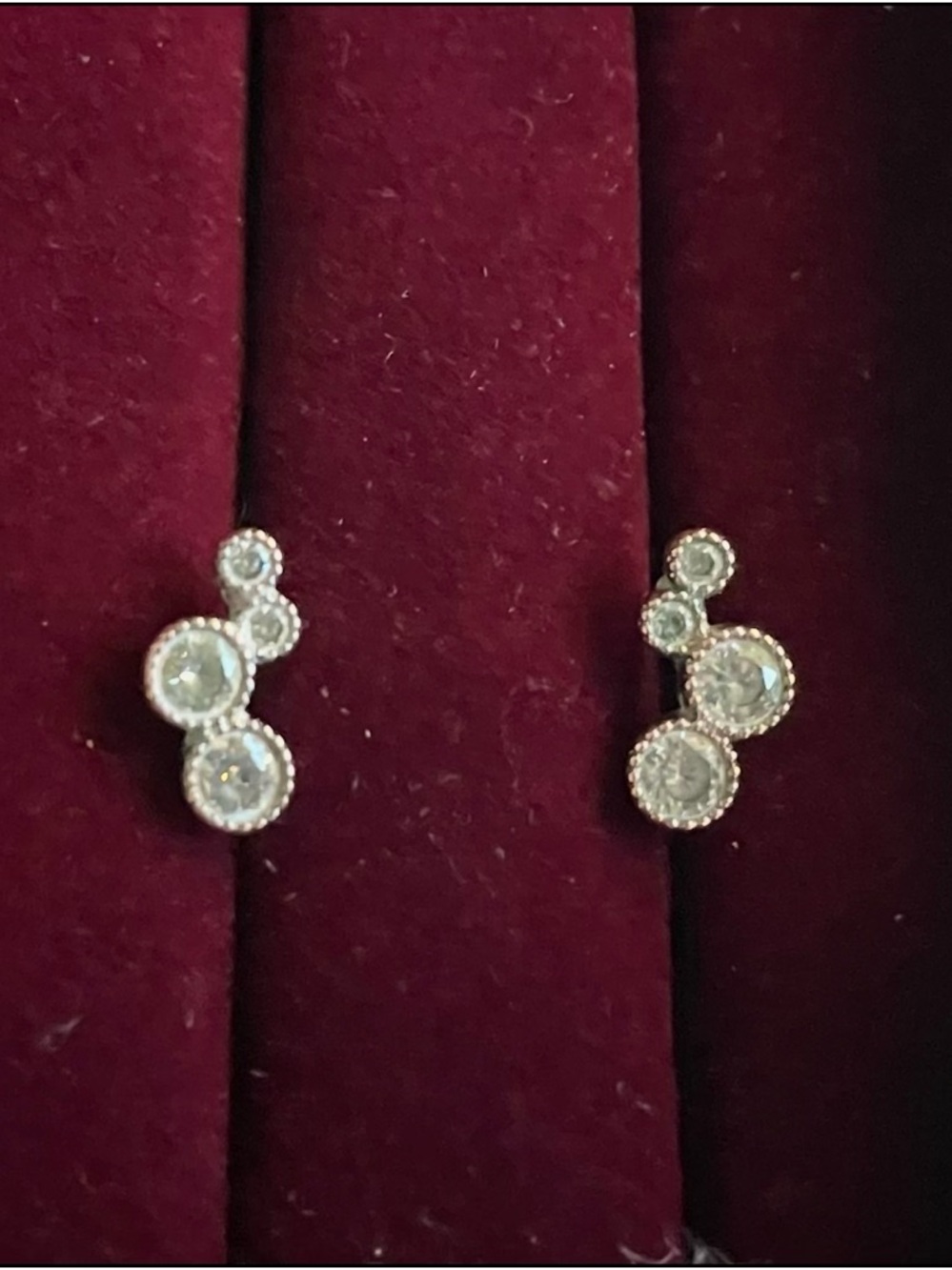 Silver Cubic Zirconia Cluster Stud Earrings - Picture 3 of 6